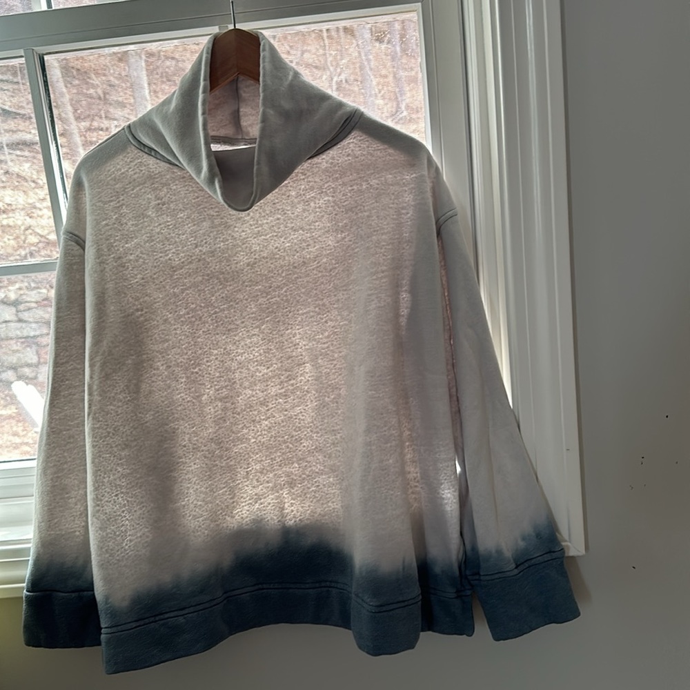 Christinalehr sweatshirt grey and blue with. Tie dye on bottom